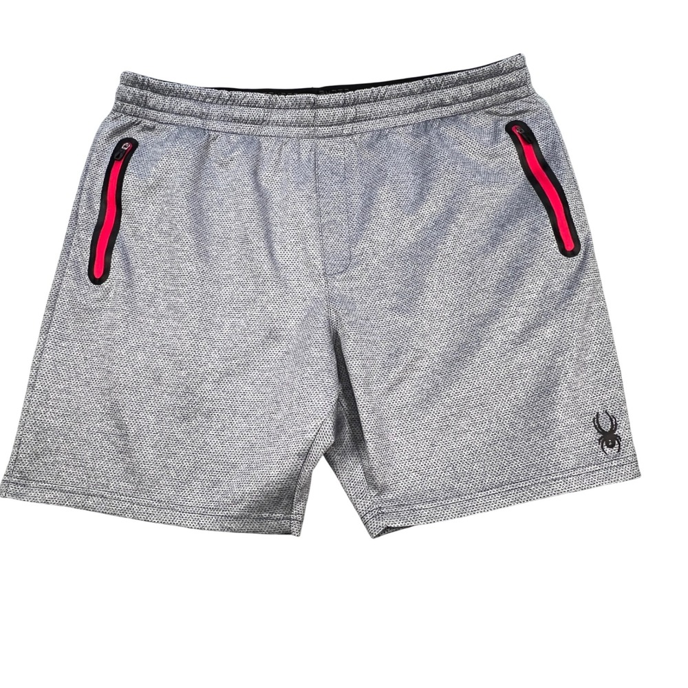Spyder Grey Active Shorts ProWeb Mesh Zipper Pockets Mens L